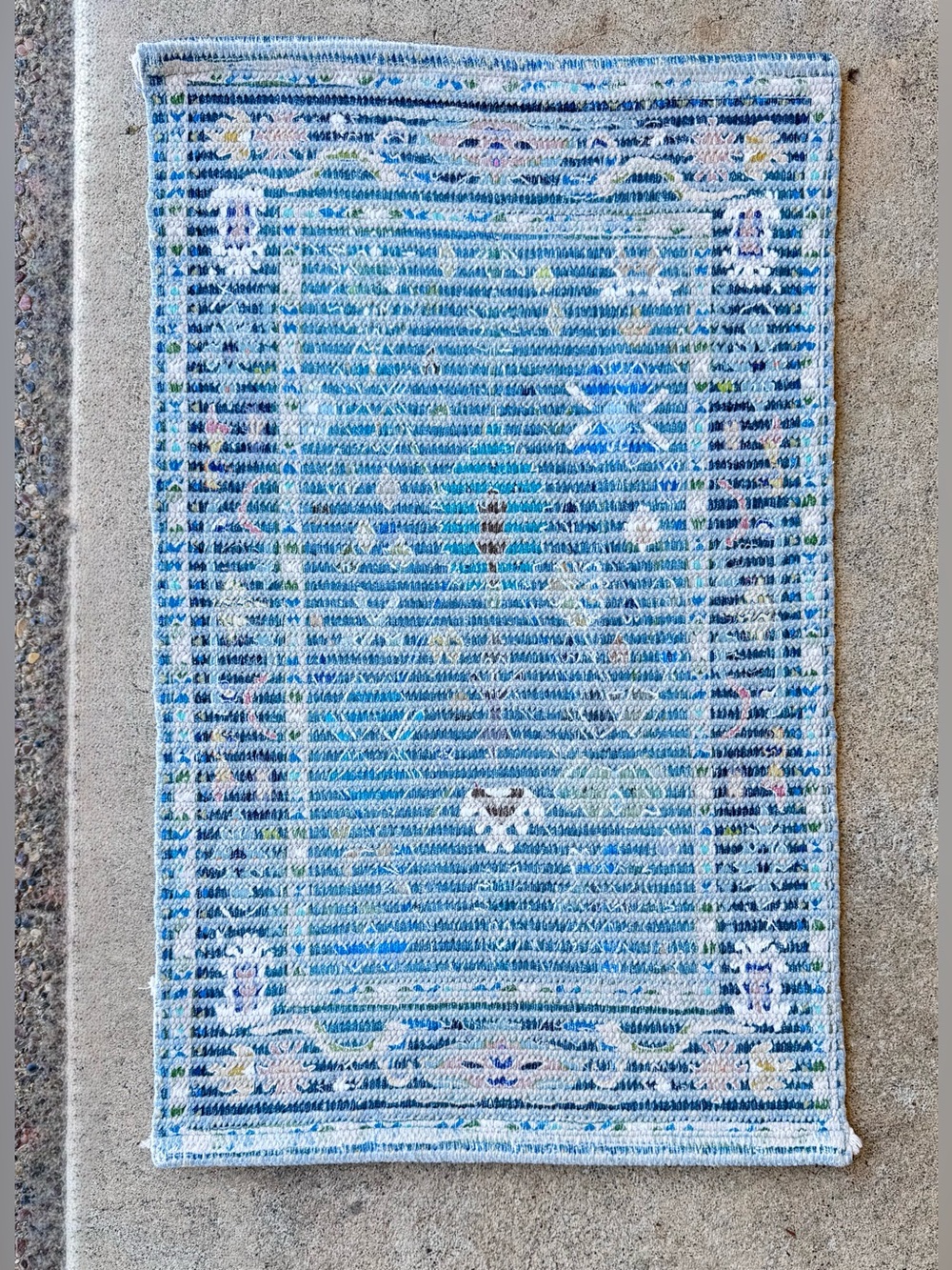 Anthropologie Norse Cotton Bath Mat Rug Geometric Textured Neutral 31.5 x 19.5